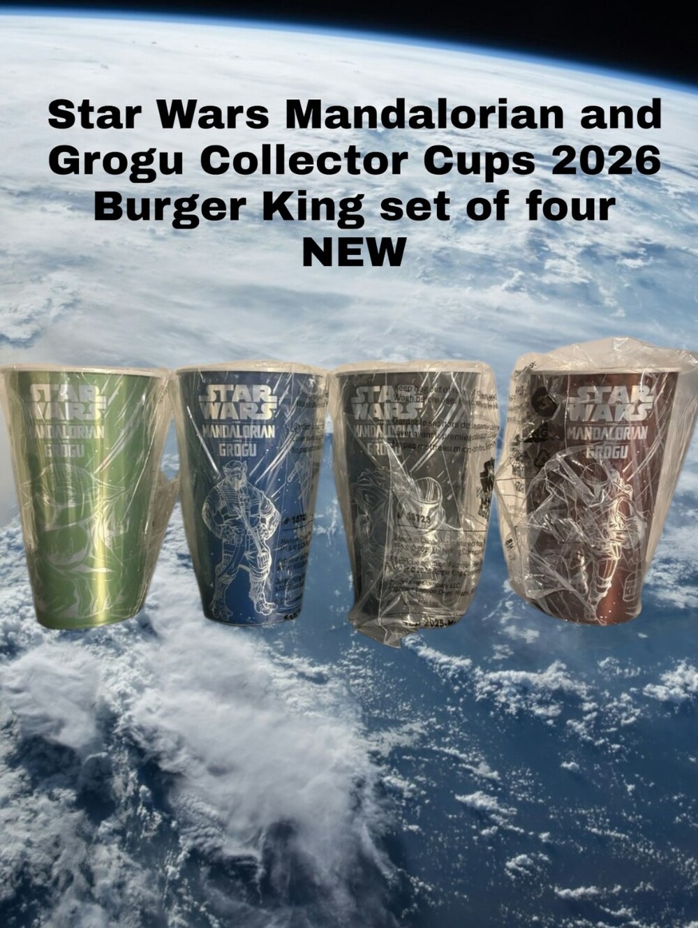 Star Wars Mandalorian and Grogu Collector Cups 2026 Burger King set of four